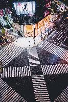 japan crosswalk empty city urban lights