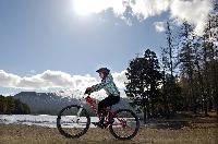 cycling by lake