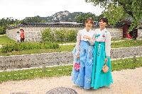 two traditional korean korea women woman