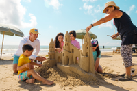 South padre island sandcastle building family
