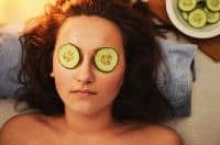 spa cucumber facial girl woman