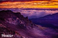9,800 feet above sea level on the bare summit of Mt. Haleakala
